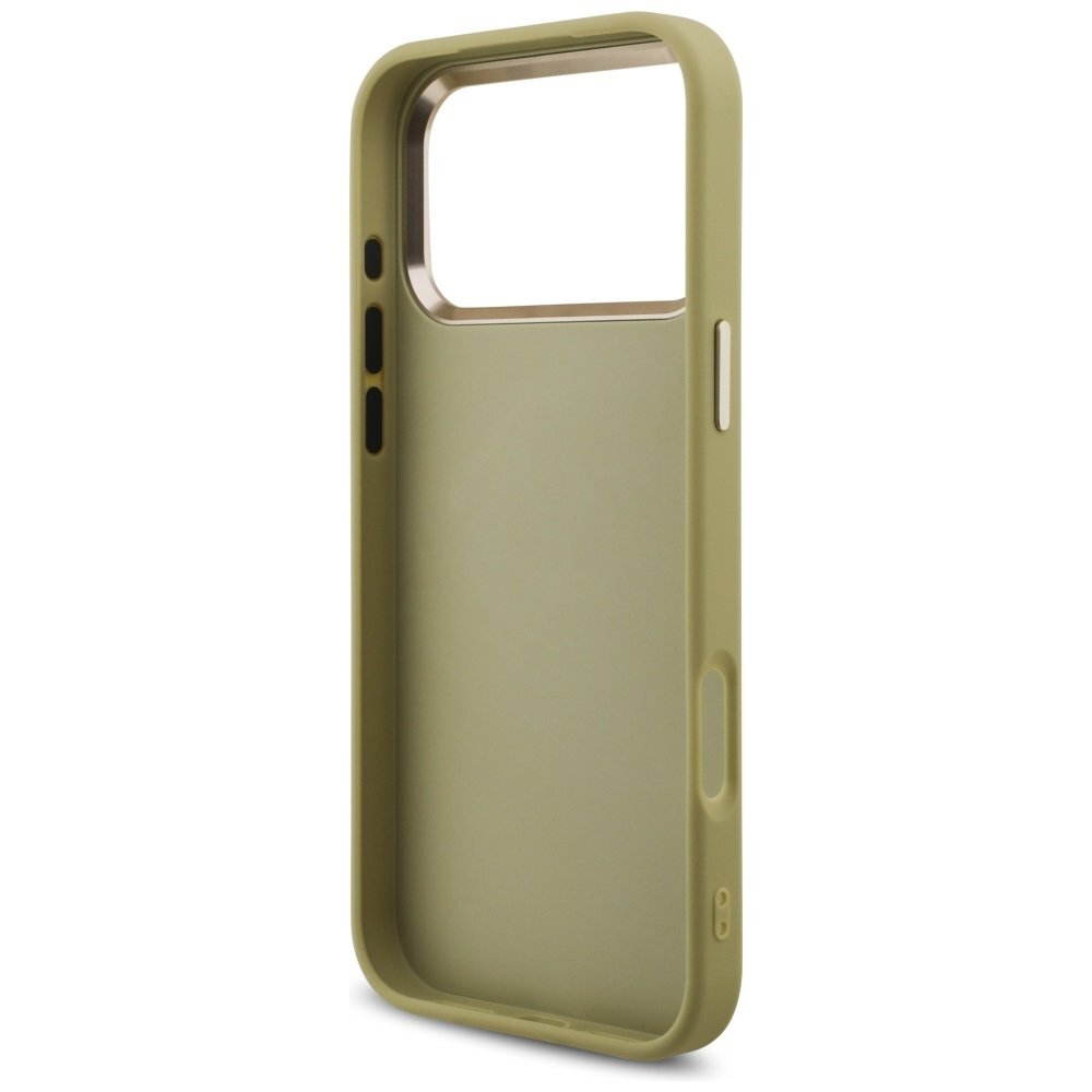 iPhone 17 Pro Max Guess Fixed Glitter Big 4G Metal Frame dėklas – auksinis 6