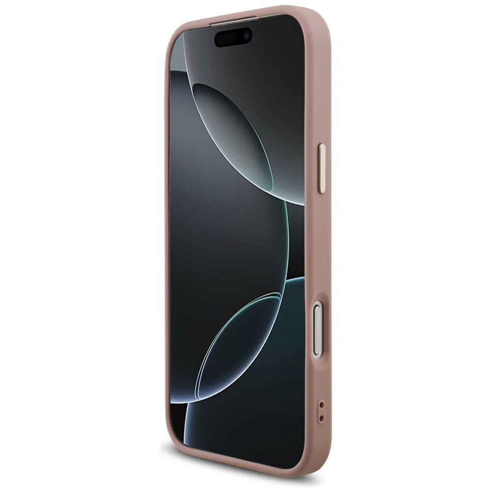 iPhone 17 Pro Max Guess Fixed Glitter Big 4G Metal Frame dėklas – rožinis 4