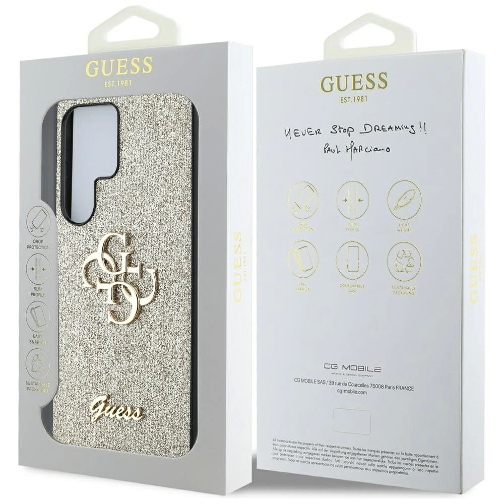 Guess Fixed Glitter Big 4G Metal Logo Dėklas Samsung Galaxy S25 Ultra gold 7 Guess Fixed Glitter Big 4G Metal Logo Dėklas Samsung Galaxy S25 Ultra gold 7