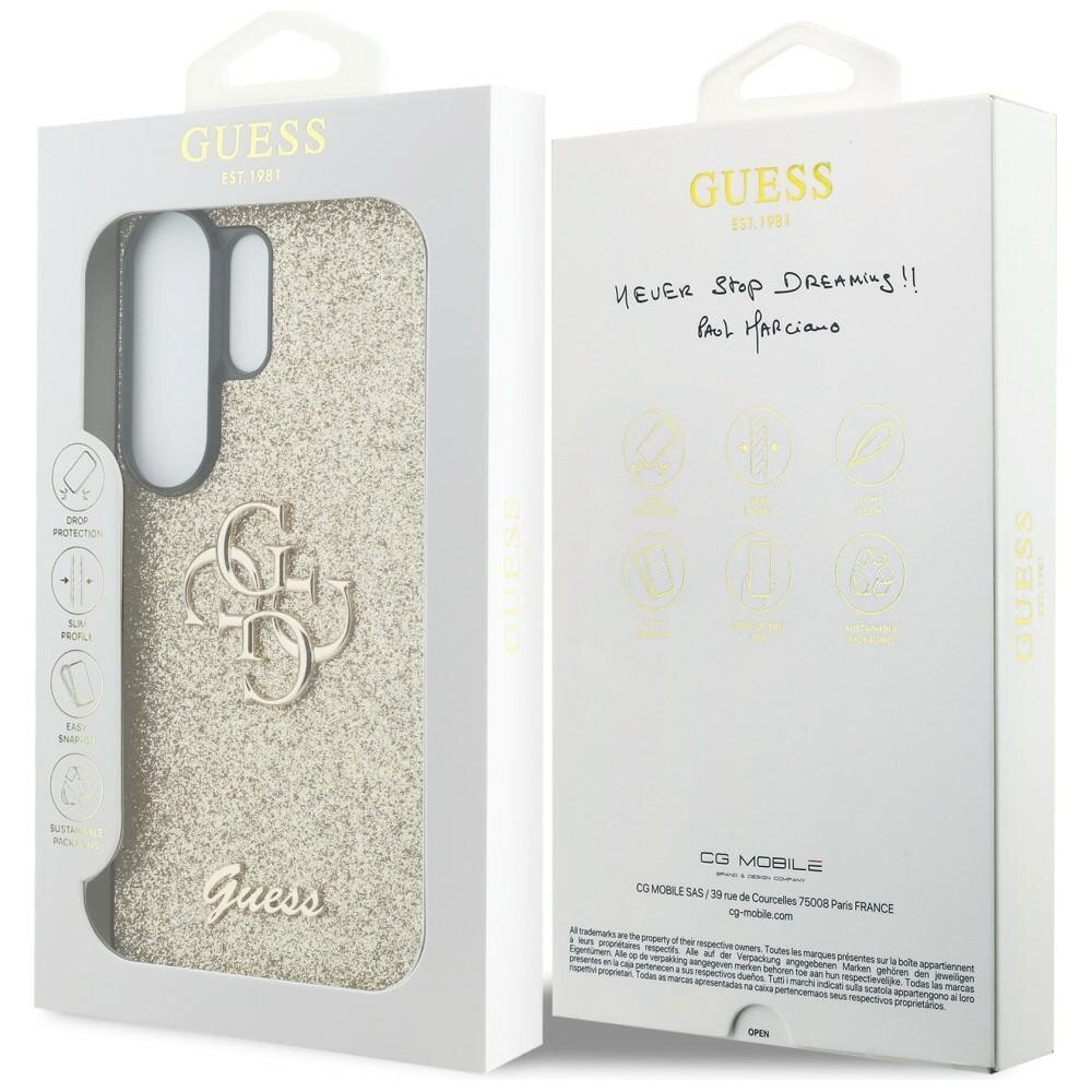 Samsung Galaxy S26 Ultra Guess Fixed Glitter Big 4G Metal Logo dėklas – auksinis 7 Samsung Galaxy S26 Ultra Guess Fixed Glitter Big 4G Metal Logo dėklas – auksinis 7