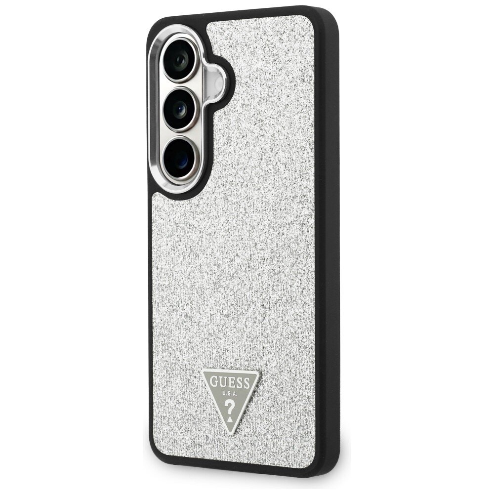 Samsung Galaxy S26+ Guess Fixed Glitter Triangle MagSafe dėklas – sidabrinis 1