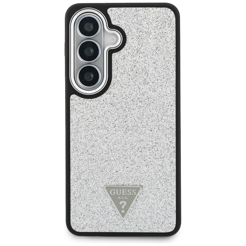 Samsung Galaxy S26+ Guess Fixed Glitter Triangle MagSafe dėklas – sidabrinis 2 Samsung Galaxy S26+ Guess Fixed Glitter Triangle MagSafe dėklas – sidabrinis 2