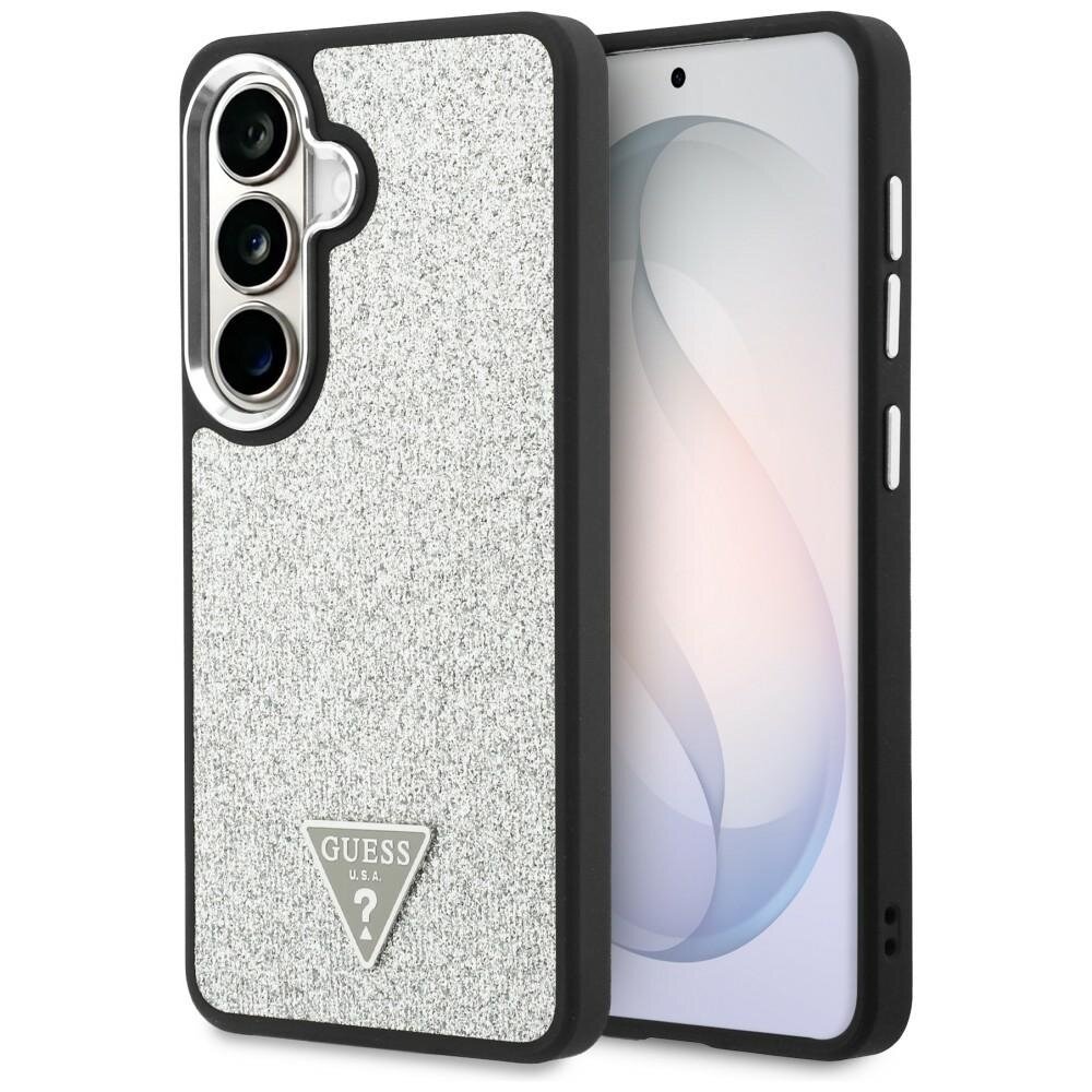 Samsung Galaxy S26+ Guess Fixed Glitter Triangle MagSafe dėklas – sidabrinis