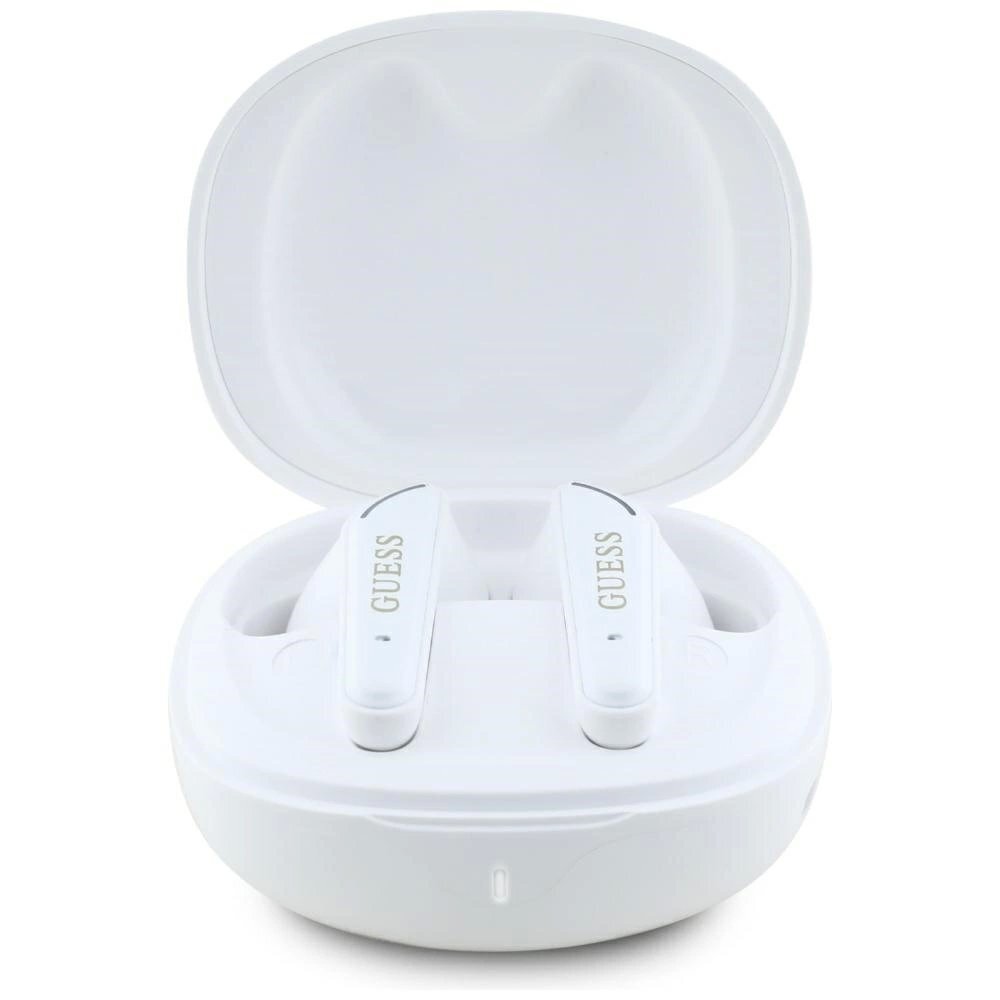 Belaidės ausinės Guess Flat Classic Logo Electroplated TWS – baltos 2 Belaidės ausinės Guess Flat Classic Logo Electroplated TWS – baltos 2