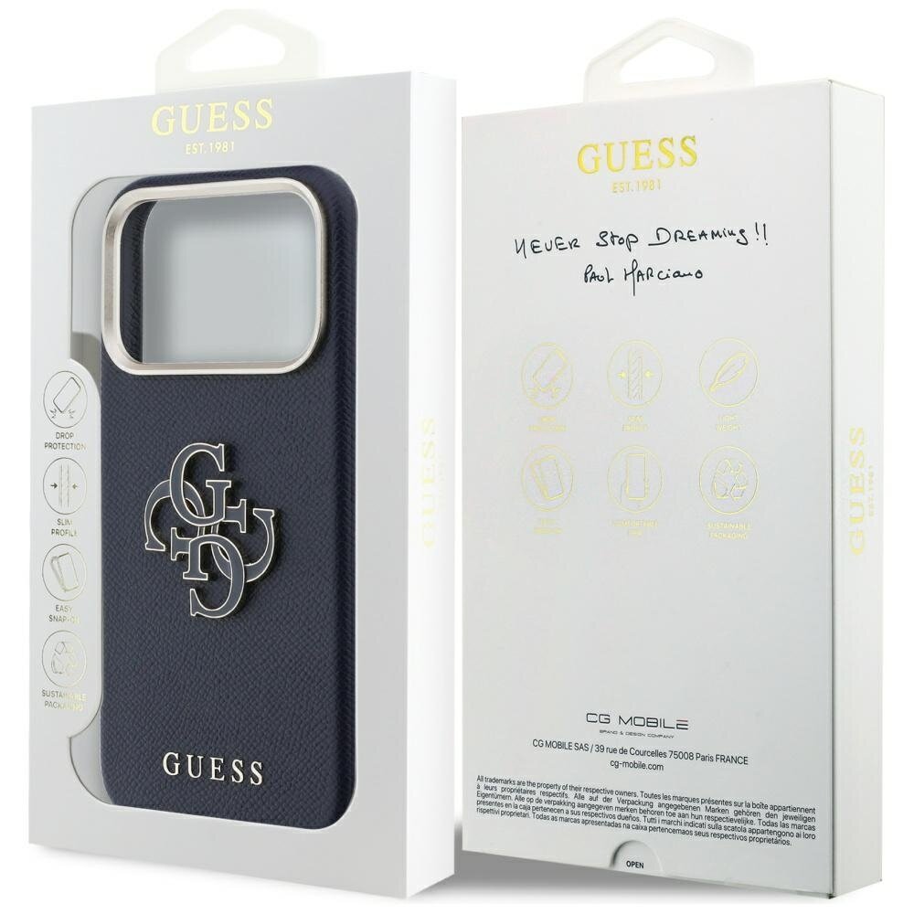 iPhone 17 Pro Guess FW Resin Logo dėklas – mėlynas 7
