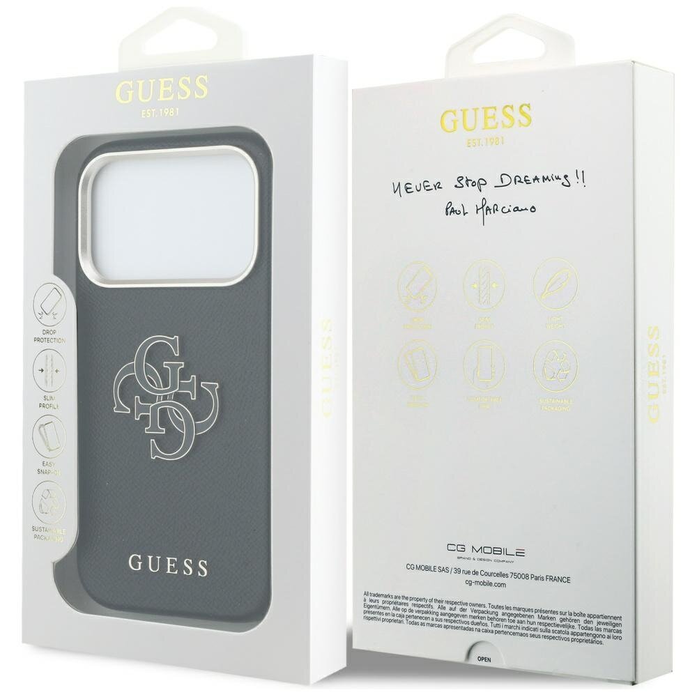 iPhone 17 Pro Max Guess FW Resin Logo dėklas – juodas 7
