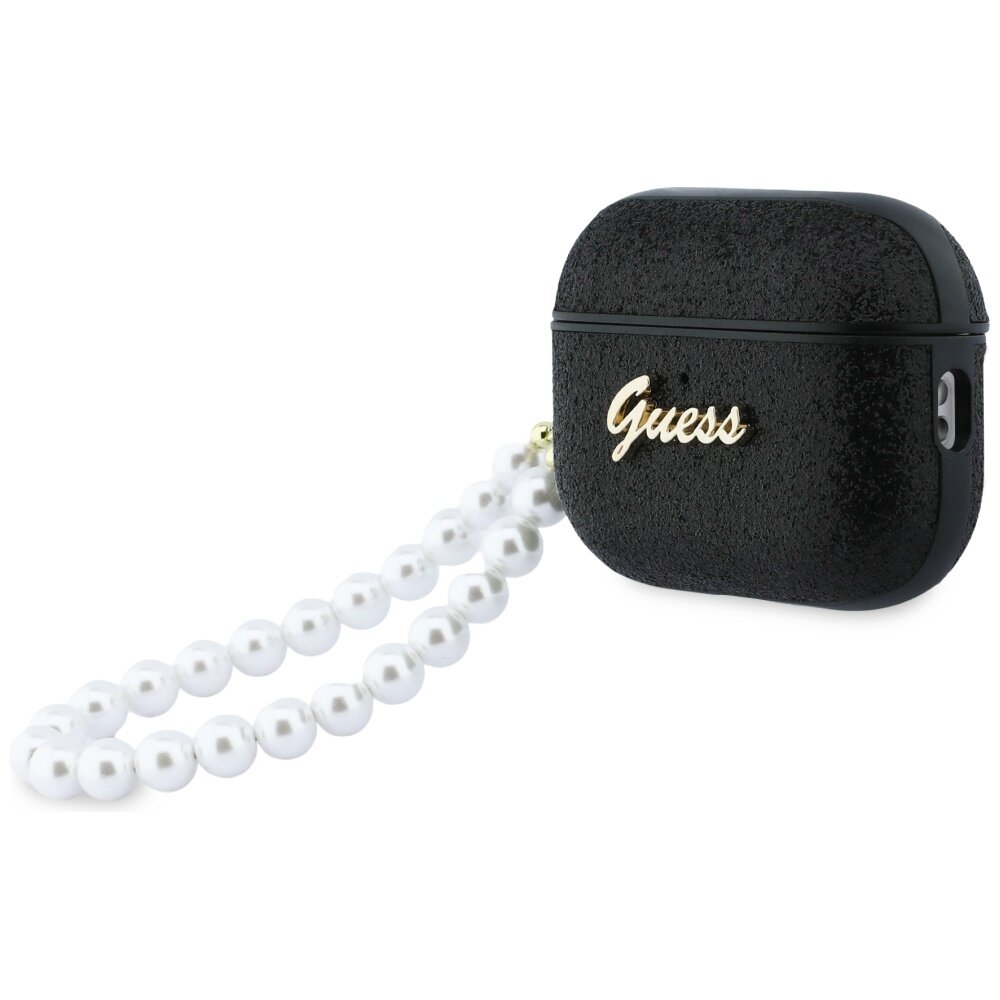 AirPods Pro 3 Guess Glitter Pearl Strap dėklas – juodas 2 AirPods Pro 3 Guess Glitter Pearl Strap dėklas – juodas 2