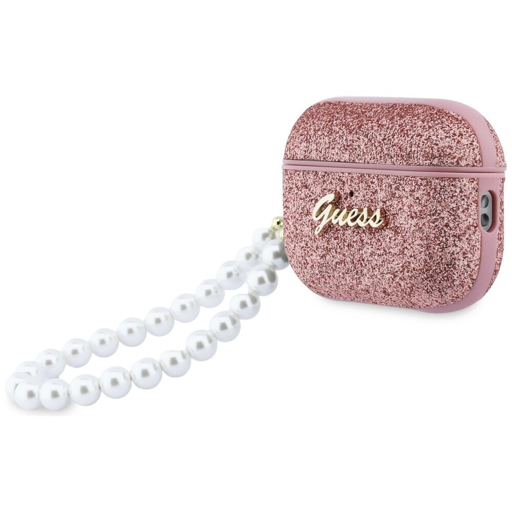 AirPods Pro 3 Guess Glitter Pearl Strap dėklas – rožinis 2 AirPods Pro 3 Guess Glitter Pearl Strap dėklas – rožinis 2