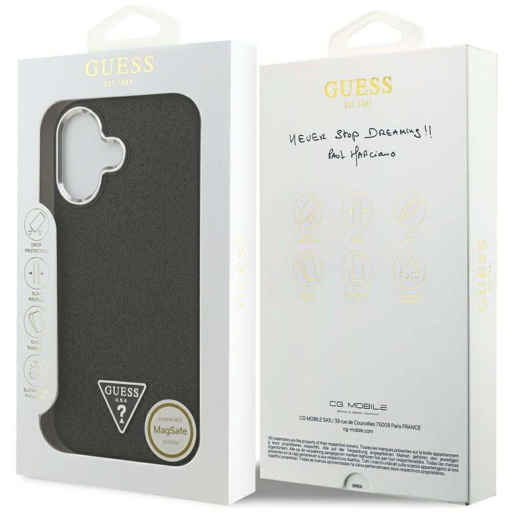 iPhone 17 Guess Glitter Triangle Logo MagSafe dėklas – juodas 7 iPhone 17 Guess Glitter Triangle Logo MagSafe dėklas – juodas 7