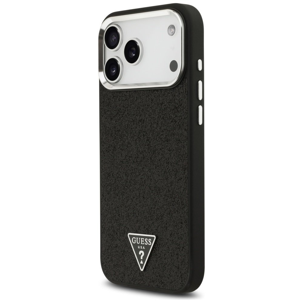 iPhone 17 Pro Max Guess Glitter Triangle Logo MagSafe dėklas – juodas 1