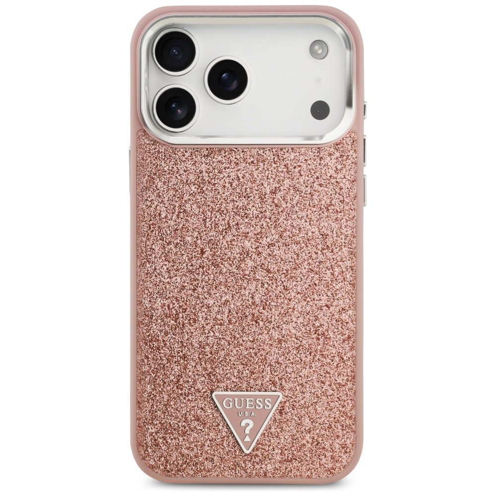 iPhone 17 Pro Max Guess Glitter Triangle Logo MagSafe dėklas – rožinis 2 iPhone 17 Pro Max Guess Glitter Triangle Logo MagSafe dėklas – rožinis 2