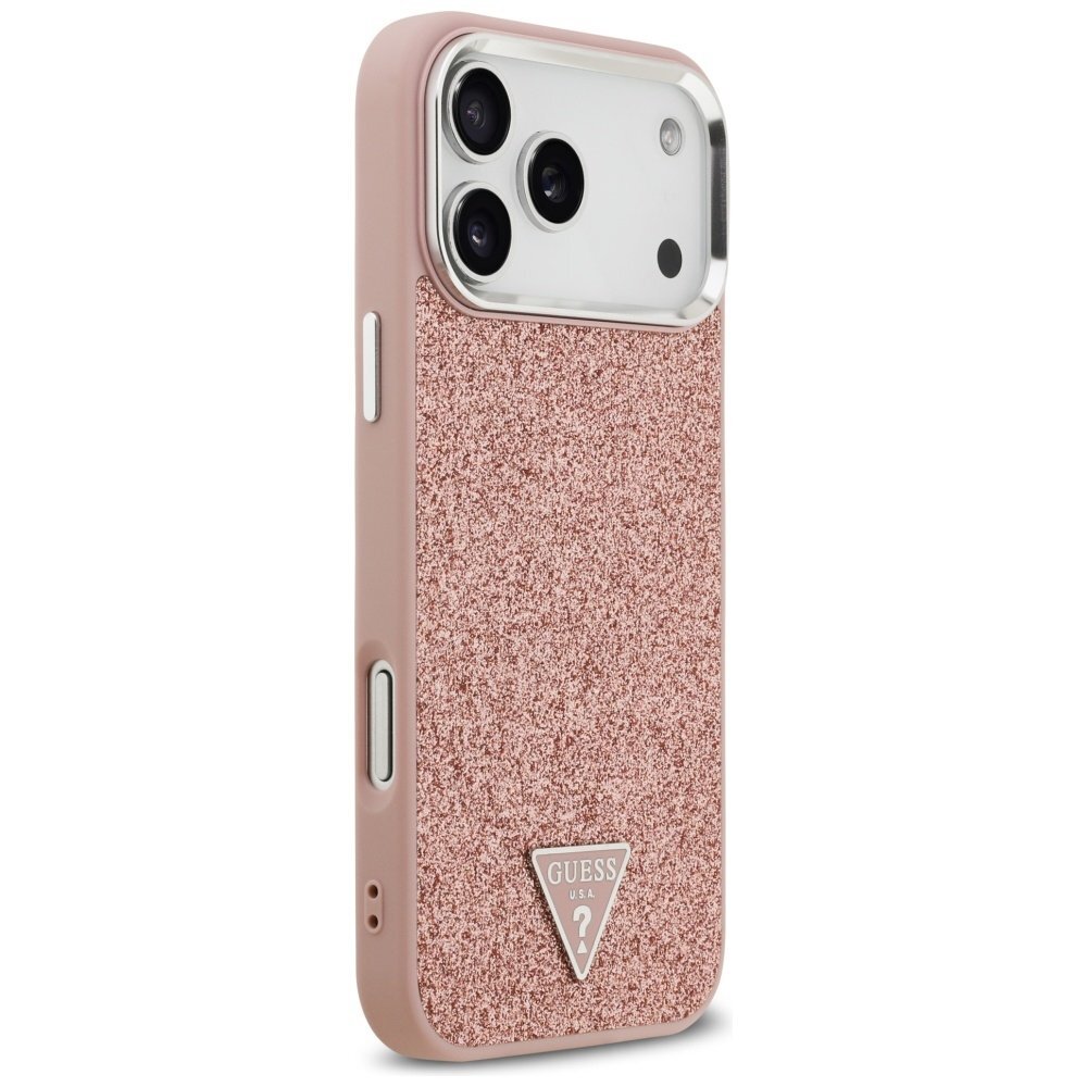 iPhone 17 Pro Max Guess Glitter Triangle Logo MagSafe dėklas – rožinis 3 iPhone 17 Pro Max Guess Glitter Triangle Logo MagSafe dėklas – rožinis 3