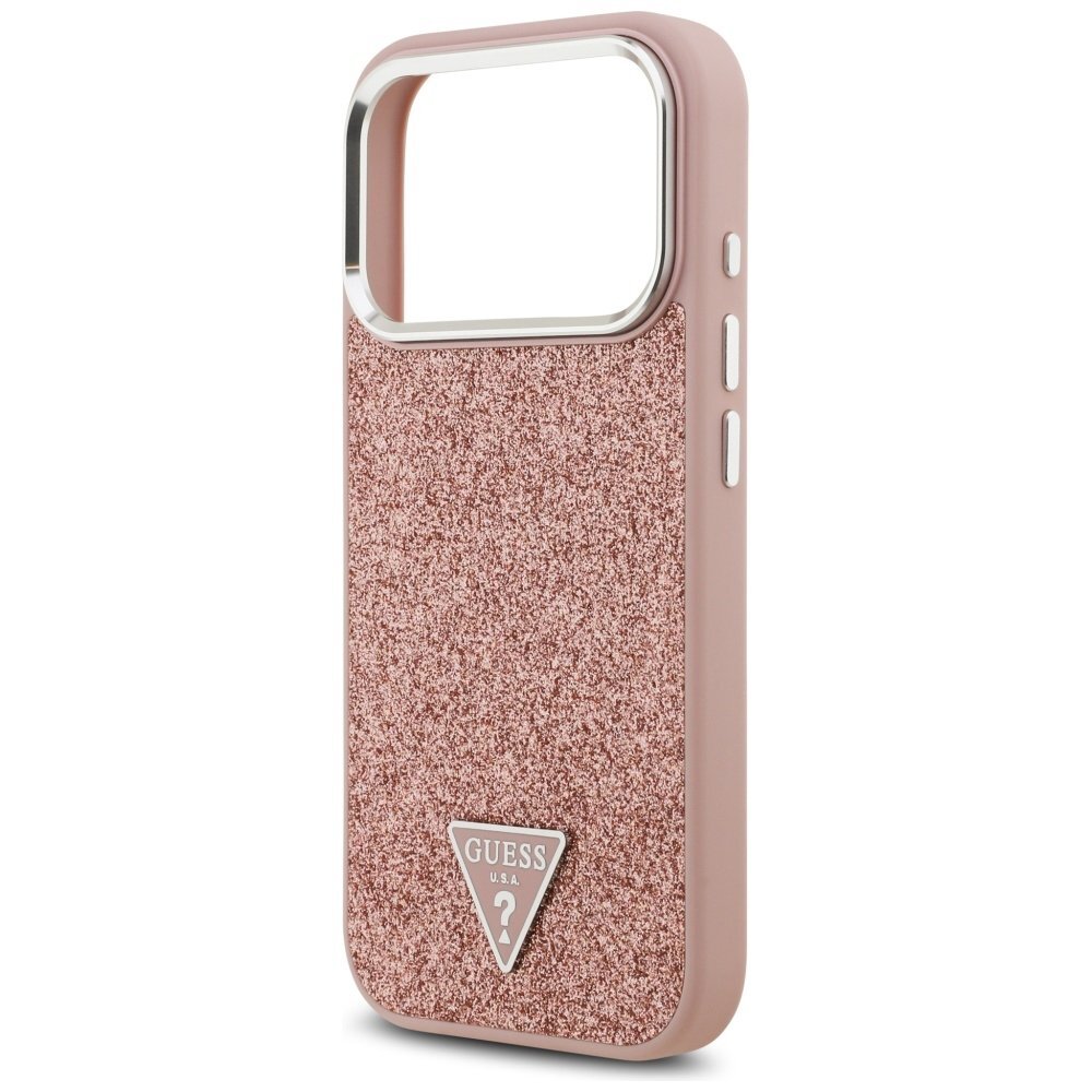 iPhone 17 Pro Guess Glitter Triangle Logo MagSafe dėklas – rožinis 5 iPhone 17 Pro Guess Glitter Triangle Logo MagSafe dėklas – rožinis 5