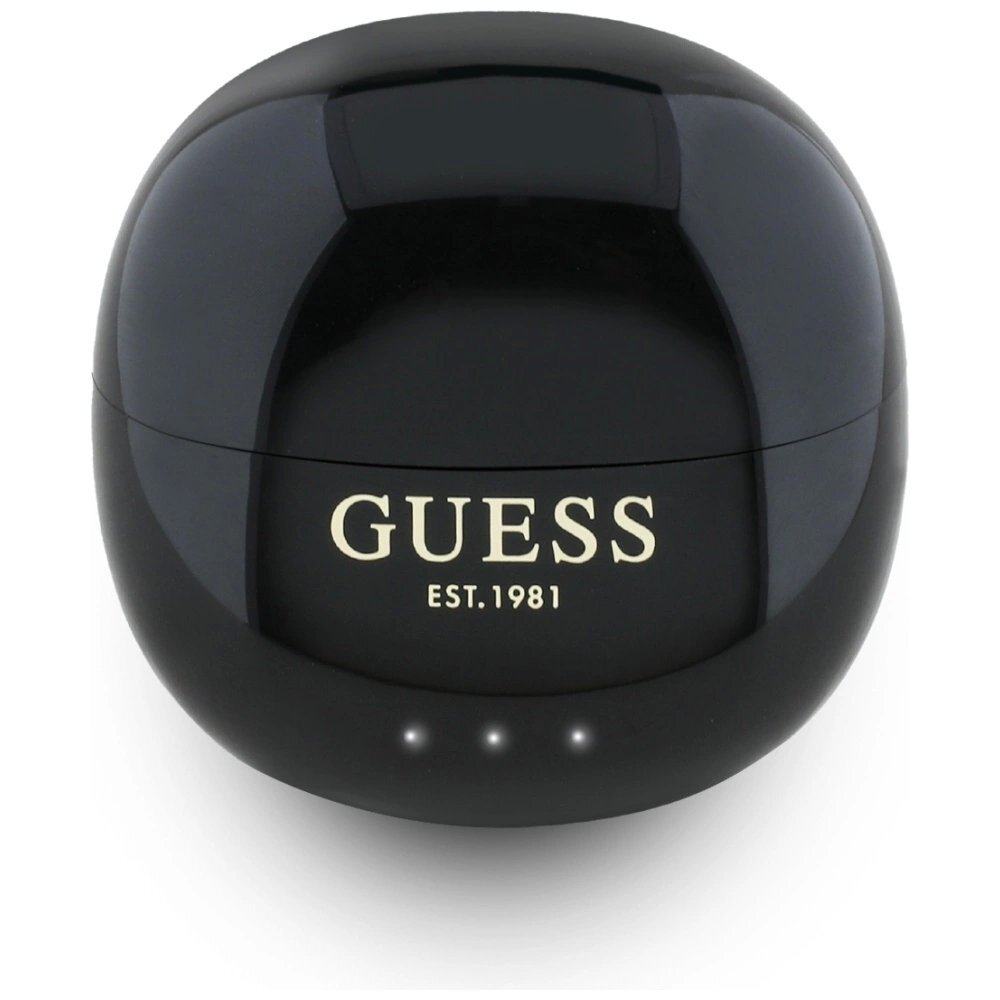 Belaidės ausinės Guess Glossy Effect Egg Shape Printed Classic Logo TWS – juodos 1