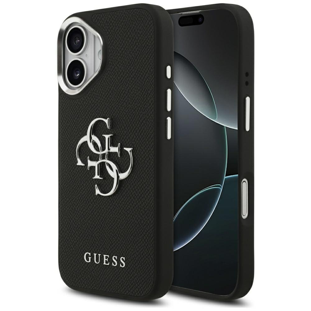 iPhone 17 Guess Grained Big 4G Classic Logo dėklas – juodas