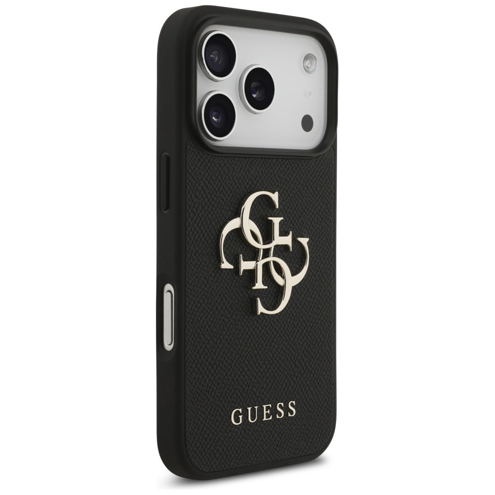 iPhone 17 Pro dėklas Guess Grained Big 4G & Classic Logo – juodas 3 iPhone 17 Pro dėklas Guess Grained Big 4G & Classic Logo – juodas 3