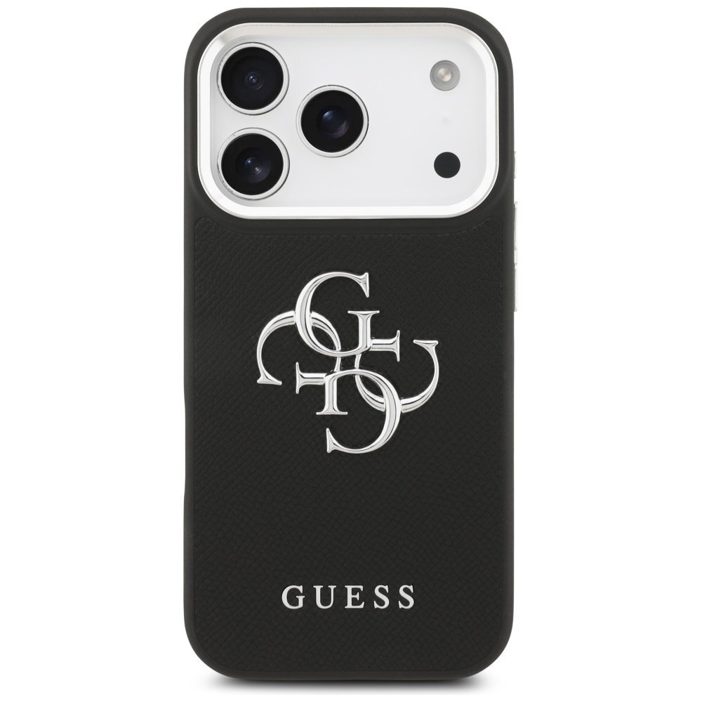 iPhone 17 Pro Guess Grained Big 4G Classic Logo dėklas – juodas 2 iPhone 17 Pro Guess Grained Big 4G Classic Logo dėklas – juodas 2