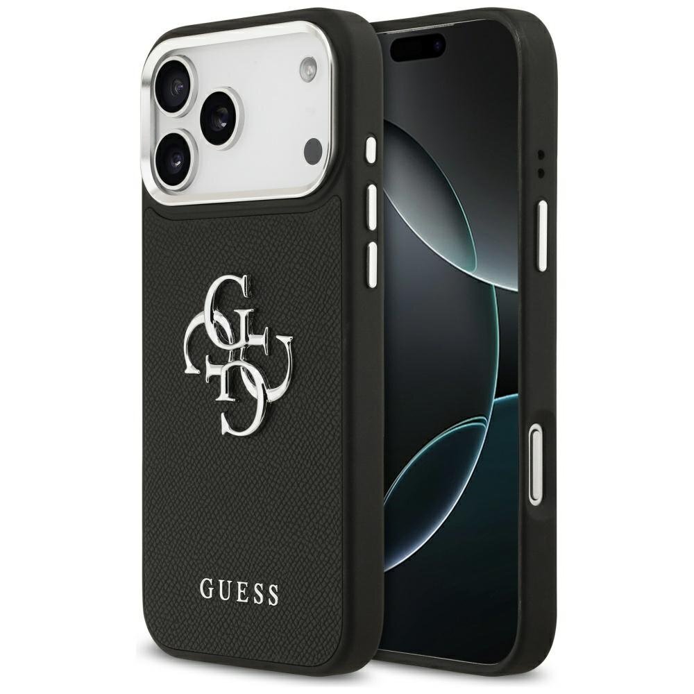 iPhone 17 Pro Max Guess Grained Big 4G Classic Logo dėklas – juodas
