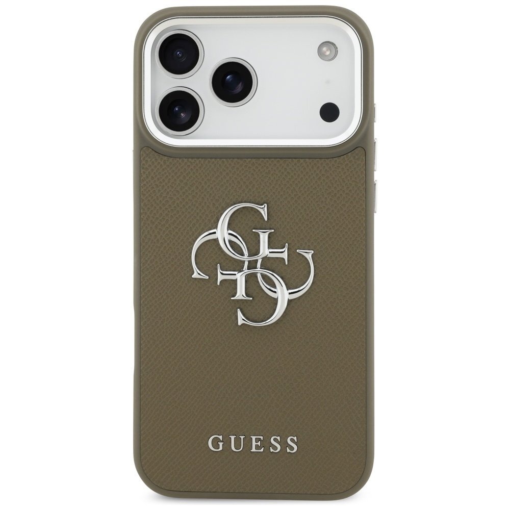 iPhone 17 Pro Max Guess Grained Big 4G Classic Logo dėklas – rudas 2