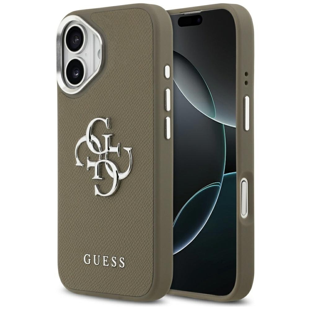 iPhone 17 Guess Grained Big 4G Classic Logo dėklas – rudas