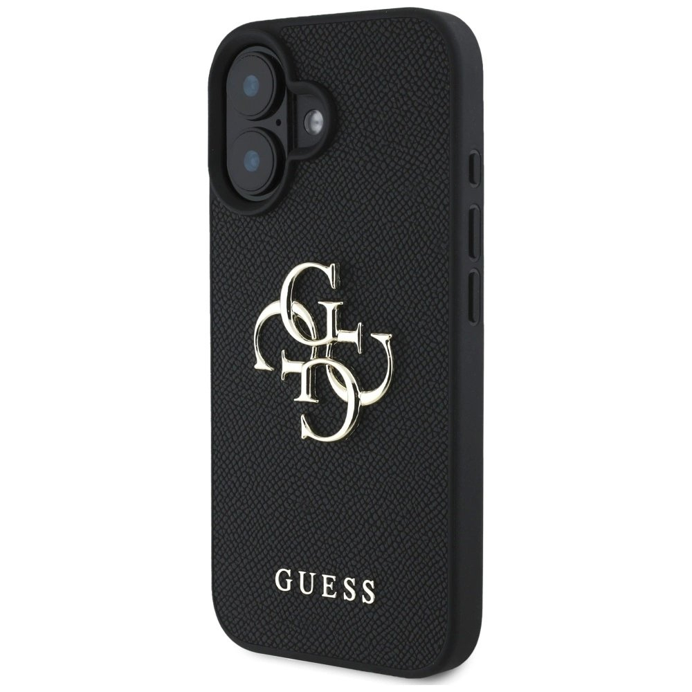 Guess Grained Big 4G Logo Small Classic Logo Dėklas skirtas iPhone 16 - Juodas 1 Guess Grained Big 4G Logo Small Classic Logo Dėklas skirtas iPhone 16 - Juodas 1