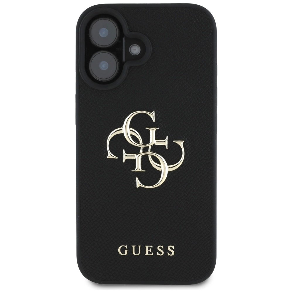 Guess Grained Big 4G Logo Small Classic Logo Dėklas skirtas iPhone 16 - Juodas 2