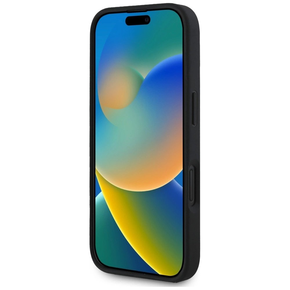 Guess Grained Big 4G Logo Small Classic Logo Dėklas skirtas iPhone 16 - Juodas 4
