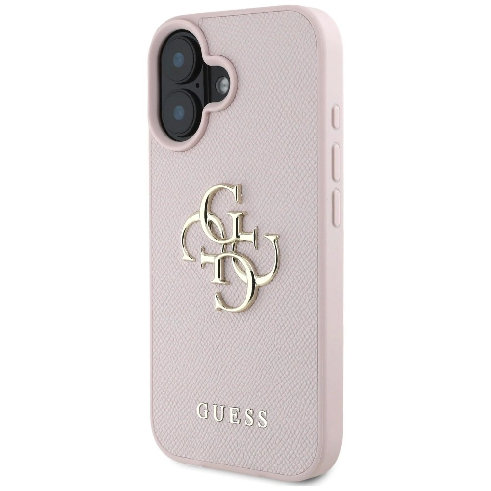 Guess Grained Big 4G Logo Small Classic Logo Dėklas skirtas iPhone 16 - Rožinis 1 Guess Grained Big 4G Logo Small Classic Logo Dėklas skirtas iPhone 16 - Rožinis 1
