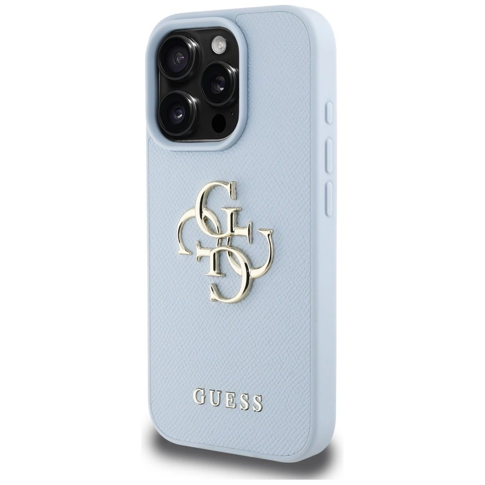 Guess Grained Big 4G Logo Small Classic Logo Dėklas skirtas iPhone 16 Pro - Mėlynas 1