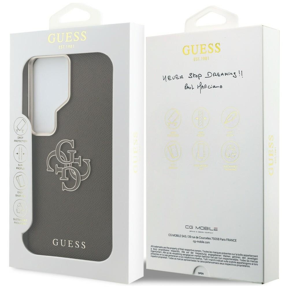 Samsung Galaxy S26 Ultra Guess Grained Big 4G Metal Logo dėklas – rudas 6
