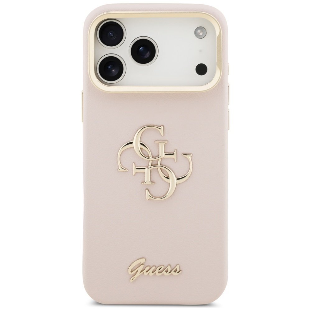 iPhone 17 Pro Max Guess Grained Big 4G & Stand Camera dėklas – rožinis 2 iPhone 17 Pro Max Guess Grained Big 4G & Stand Camera dėklas – rožinis 2