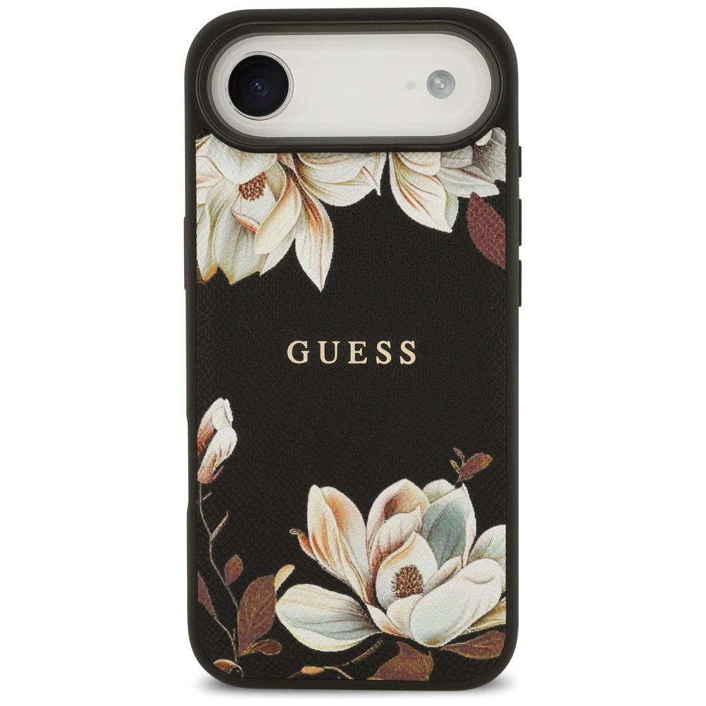 iPhone Air Guess Grained Flowers Classic Logo MagSafe dėklas – juodas 2