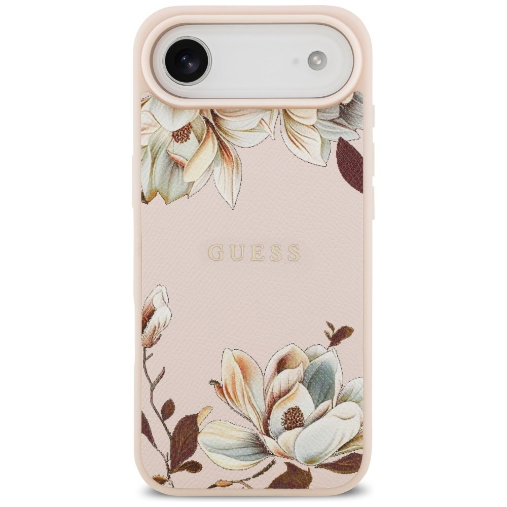iPhone Air Guess Grained Flowers Classic Logo dėklas su MagSafe – rožinis 2
