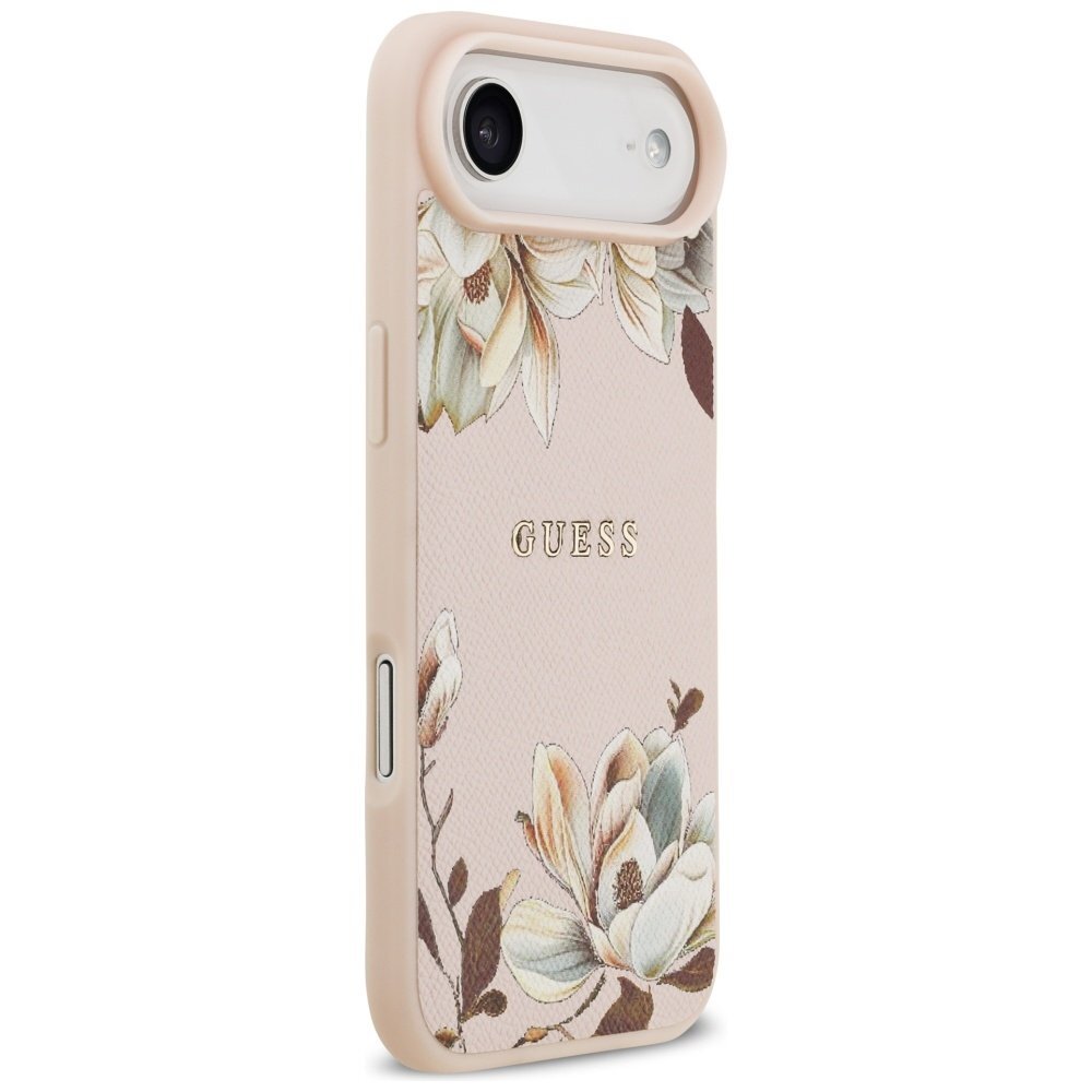 iPhone Air Guess Grained Flowers Classic Logo dėklas su MagSafe – rožinis 3