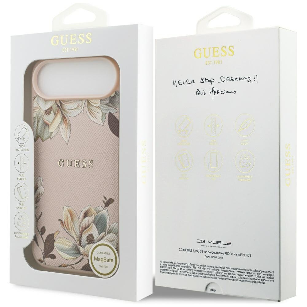 iPhone Air Guess Grained Flowers Classic Logo dėklas su MagSafe – rožinis 7 iPhone Air Guess Grained Flowers Classic Logo dėklas su MagSafe – rožinis 7