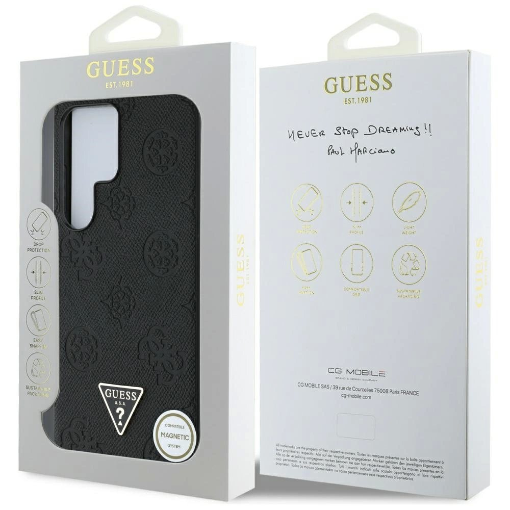 Guess Grained Hot Stamp Peony Pattern Triangle Logo MagSafe Dėklas Samsung Galaxy S25 Ultra Juodas 7 Guess Grained Hot Stamp Peony Pattern Triangle Logo MagSafe Dėklas Samsung Galaxy S25 Ultra Juodas 7