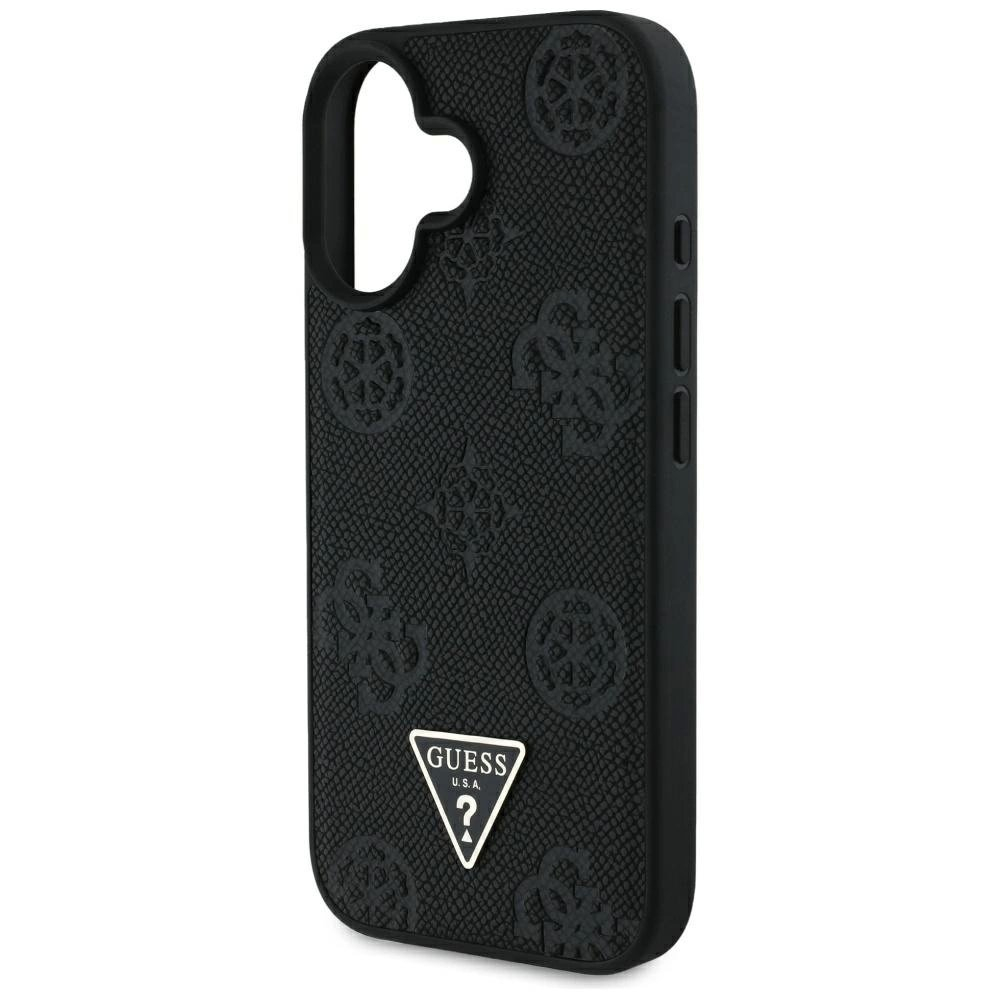 iPhone 16 Guess Grained Hot Stamp Peony Triangle Logo MagSafe dėklas - juodas 5
