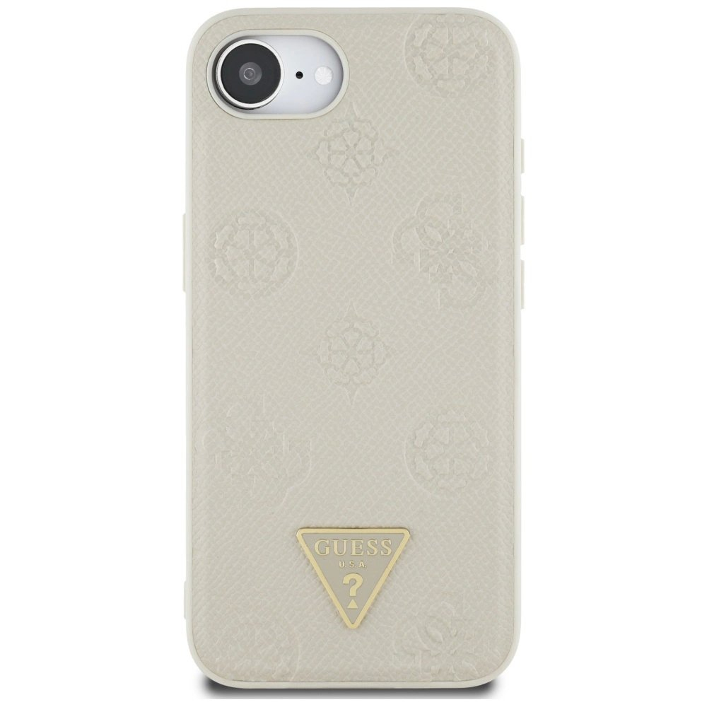 iPhone 16e – Guess Grained Hot Stamp Peony Triangle Logo MagSafe dėklas - Smėlinis 2