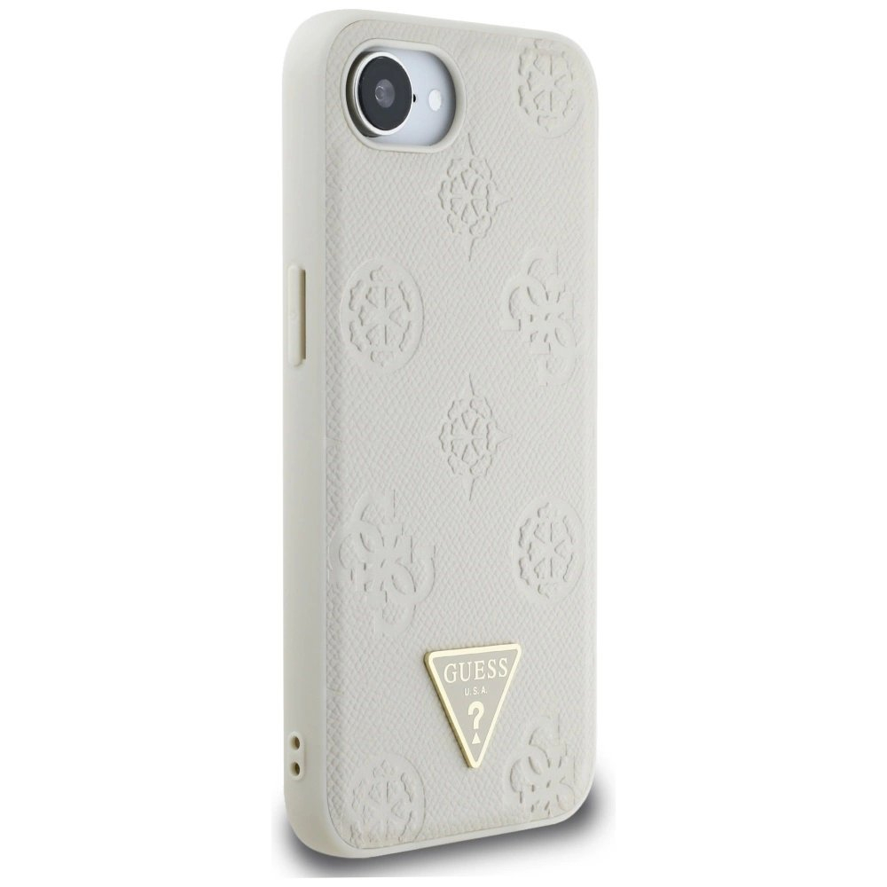 iPhone 16e – Guess Grained Hot Stamp Peony Triangle Logo MagSafe dėklas - Smėlinis 3