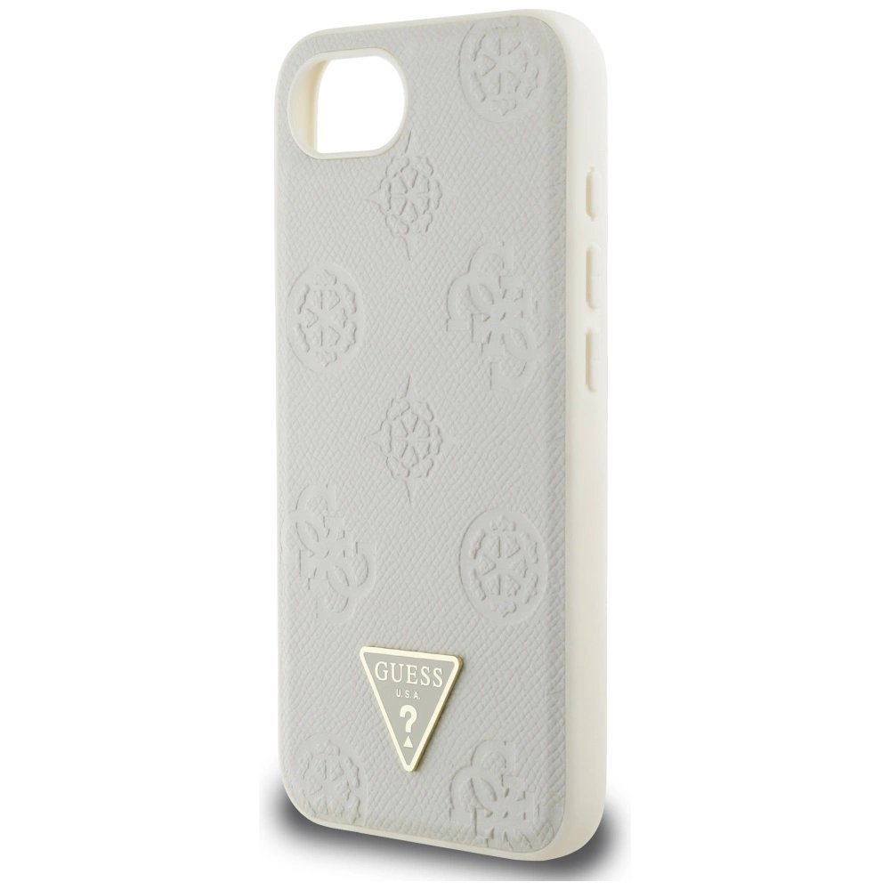 iPhone 16e – Guess Grained Hot Stamp Peony Triangle Logo MagSafe dėklas - Smėlinis 5