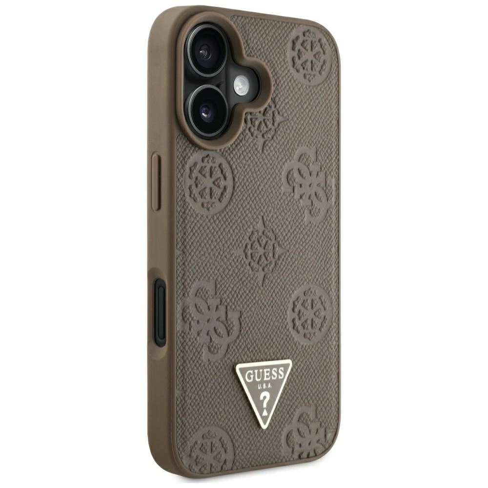 iPhone 16 Guess Grained Hot Stamp Peony Triangle Logo MagSafe dėklas - rudas 3 iPhone 16 Guess Grained Hot Stamp Peony Triangle Logo MagSafe dėklas - rudas 3