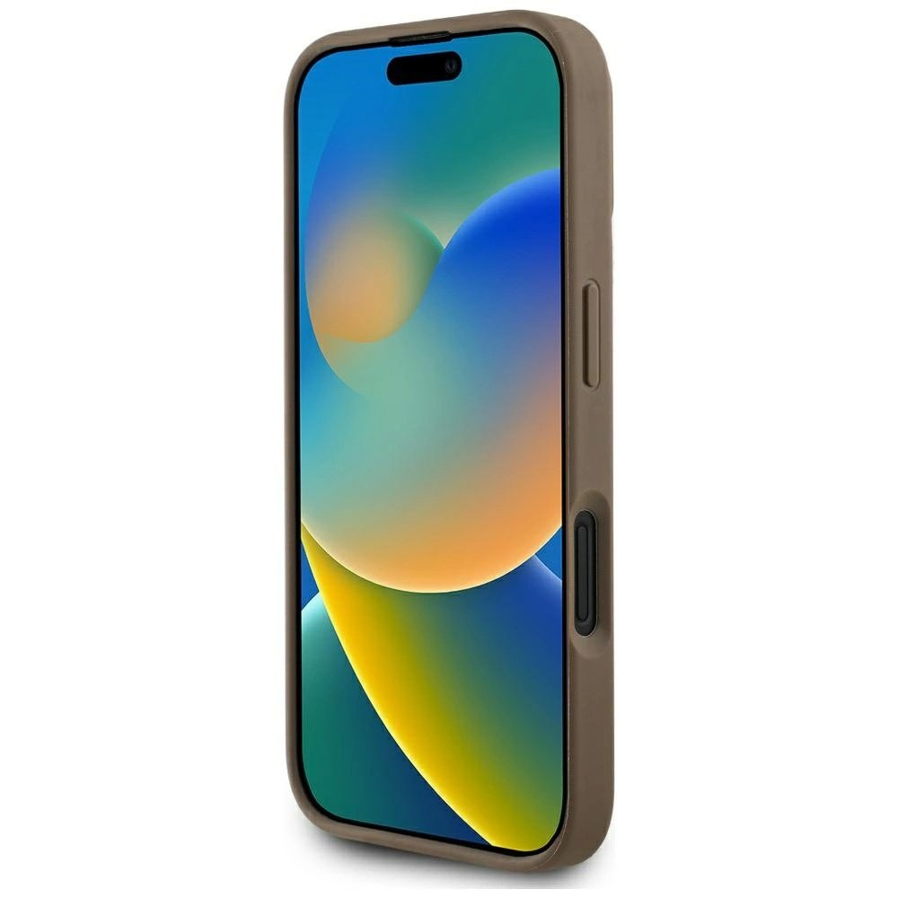 iPhone 16 Guess Grained Hot Stamp Peony Triangle Logo MagSafe dėklas - rudas 4 iPhone 16 Guess Grained Hot Stamp Peony Triangle Logo MagSafe dėklas - rudas 4