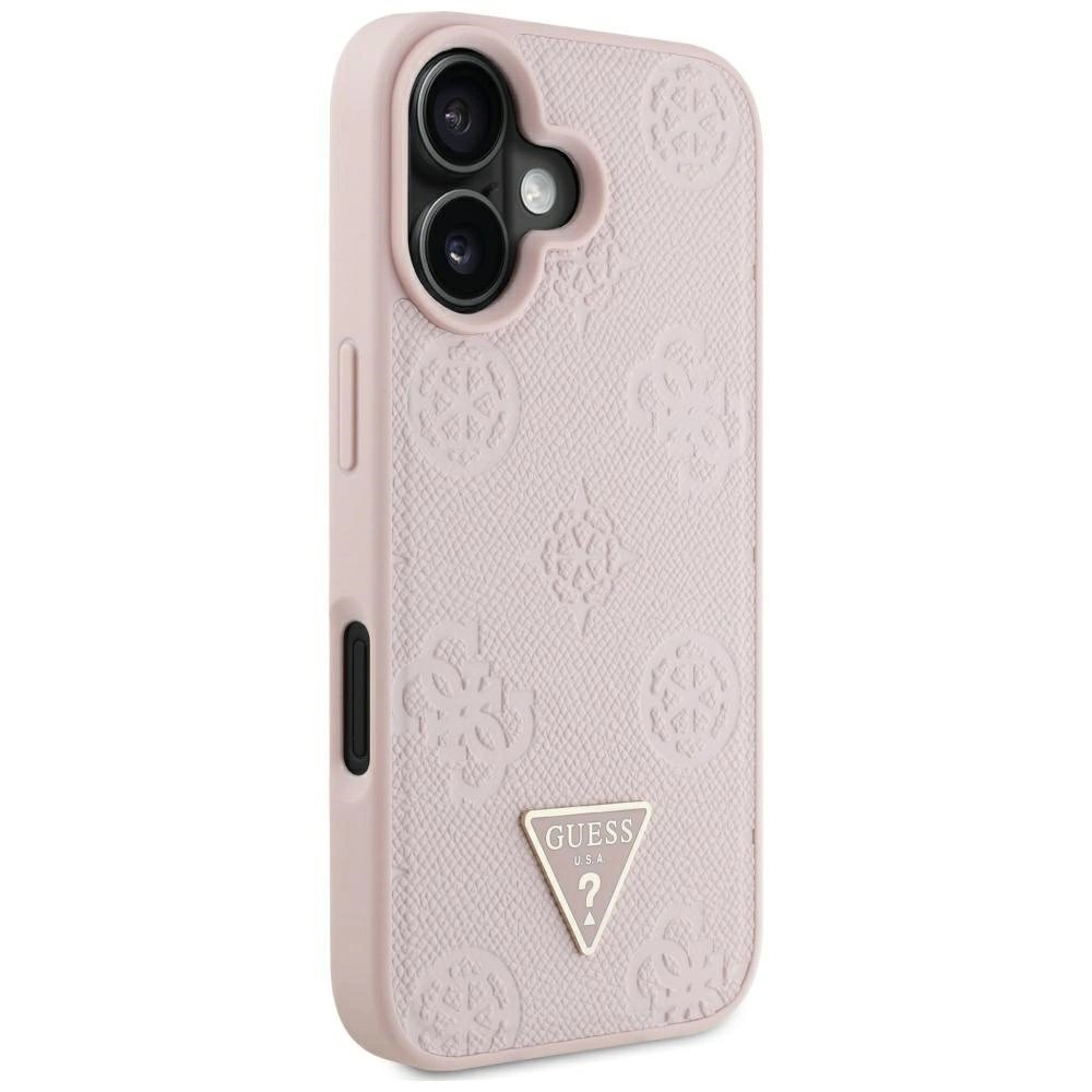 iPhone 16 Guess Grained Hot Stamp Peony Triangle Logo MagSafe dėklas - rožinis 3 iPhone 16 Guess Grained Hot Stamp Peony Triangle Logo MagSafe dėklas - rožinis 3