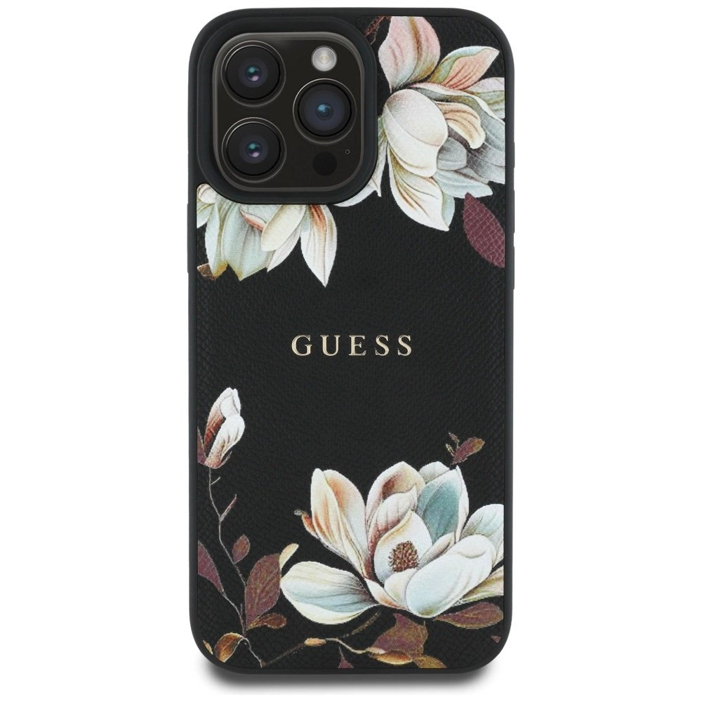 Guess Grained Printed Flower Pattern MagSafe Dėklas skirtas iPhone 16 Pro Max Juodas 2 Guess Grained Printed Flower Pattern MagSafe Dėklas skirtas iPhone 16 Pro Max Juodas 2