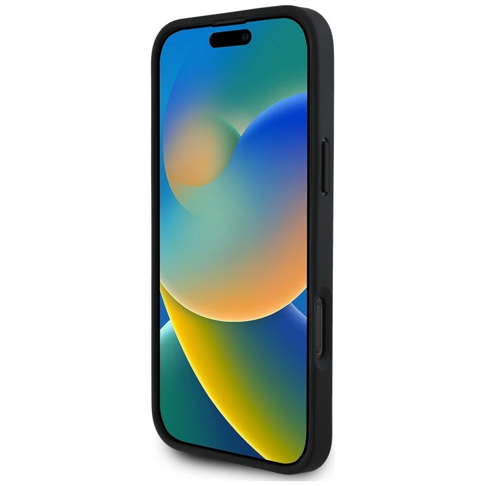 Guess Grained Printed Flower Pattern MagSafe Dėklas skirtas iPhone 16 Pro Max Juodas 4