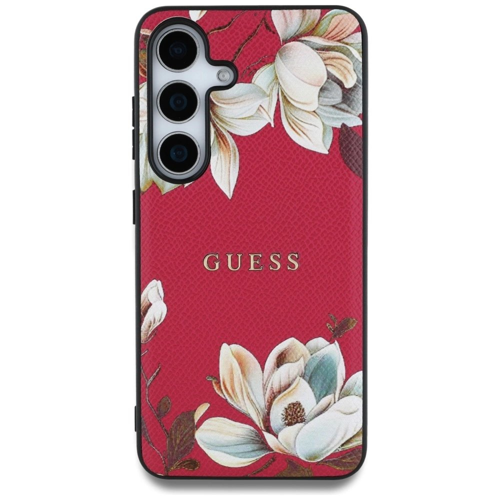 Guess Grained Printed Flower Pattern MagSafe Dėklas Samsung Galaxy S25 fuchsia 2 Guess Grained Printed Flower Pattern MagSafe Dėklas Samsung Galaxy S25 fuchsia 2