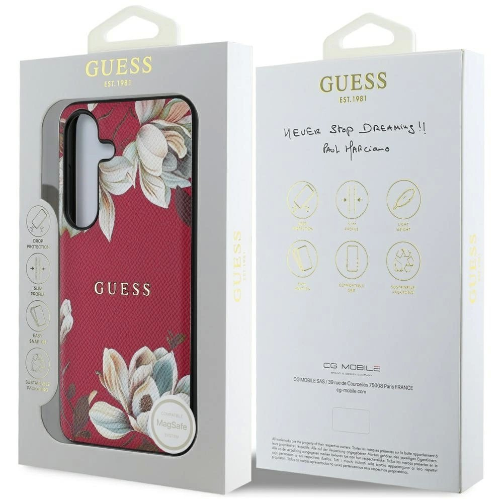 Guess Grained Printed Flower Pattern MagSafe Dėklas Samsung Galaxy S25 fuchsia 7 Guess Grained Printed Flower Pattern MagSafe Dėklas Samsung Galaxy S25 fuchsia 7