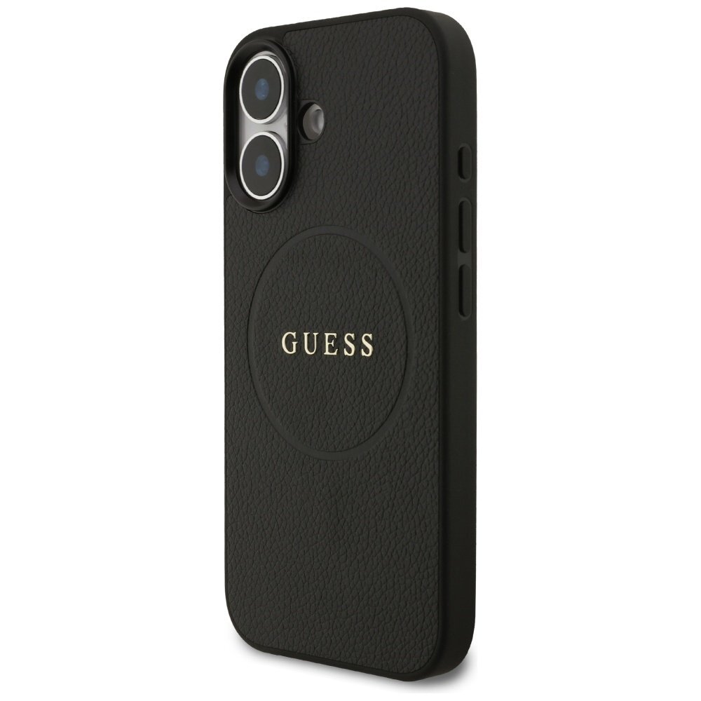 iPhone 17 Guess Grained Ring MagSafe dėklas – juodas 1