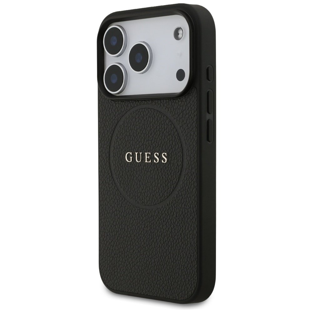 iPhone 17 Pro Guess Grained Ring MagSafe dėklas – juodas 1 iPhone 17 Pro Guess Grained Ring MagSafe dėklas – juodas 1