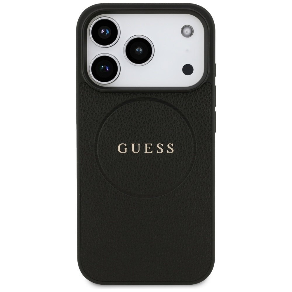 iPhone 17 Pro Guess Grained Ring MagSafe dėklas – juodas 2 iPhone 17 Pro Guess Grained Ring MagSafe dėklas – juodas 2
